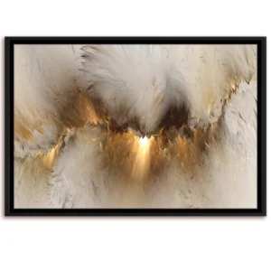 Tableau Abstrait – Lueur Dorée Nuageuse